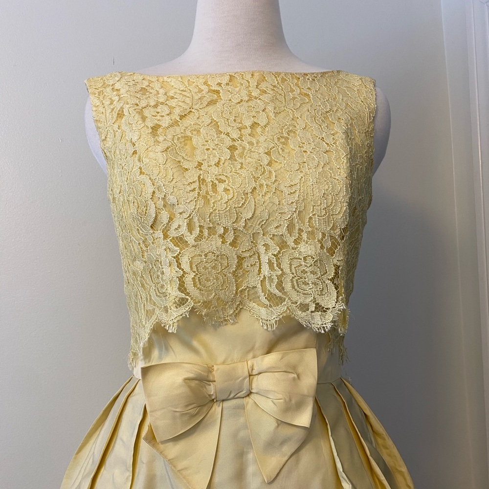 Soft Canary Yellow Cupcake Lace Party Dress - Picture 2 of 9